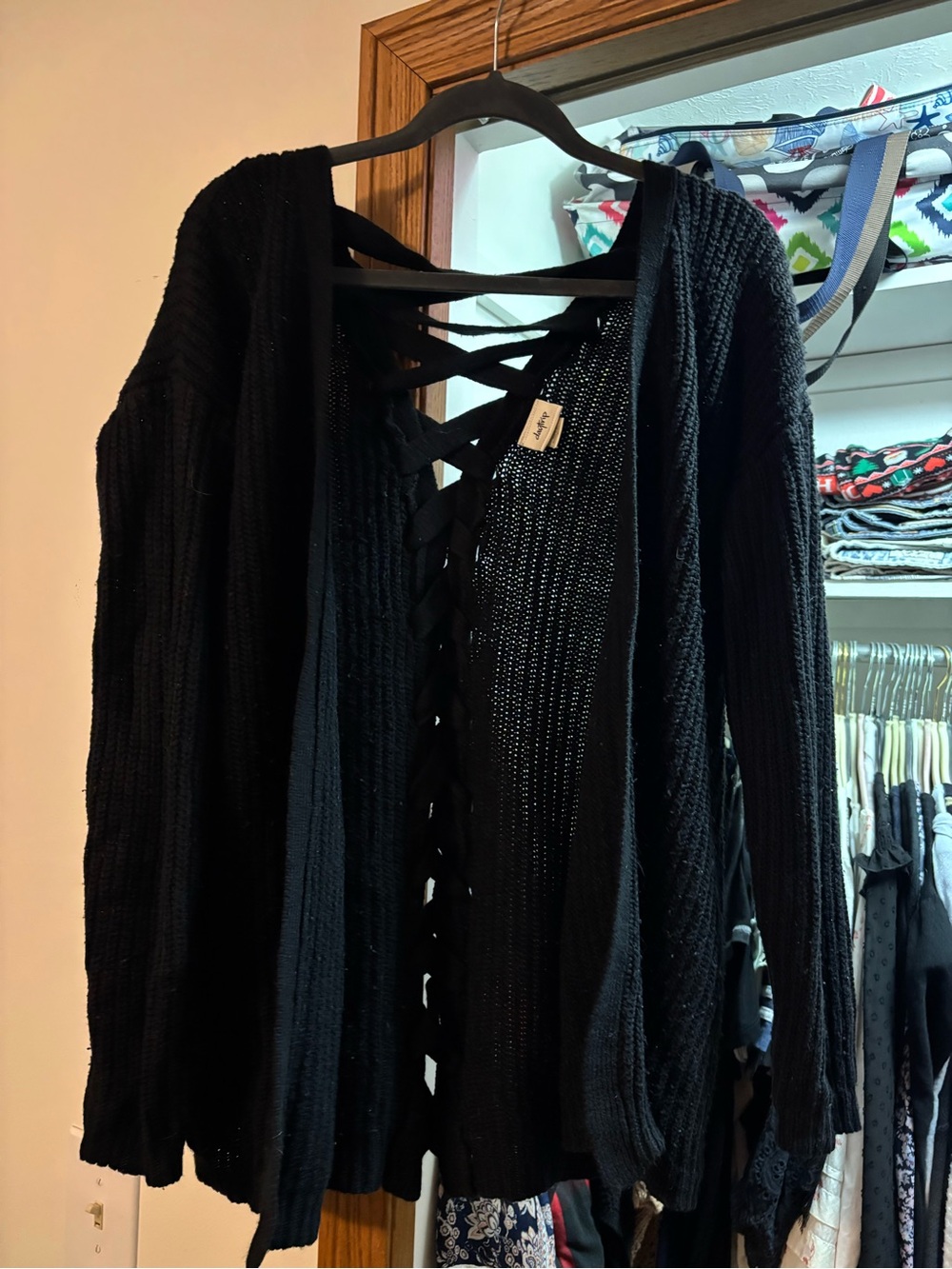 Daytrip Black Open-Front Crisscross Back Cardigan